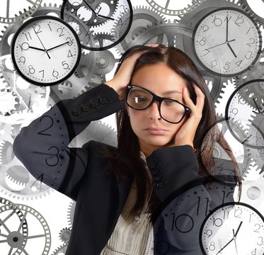 Businesswoman overload appointments