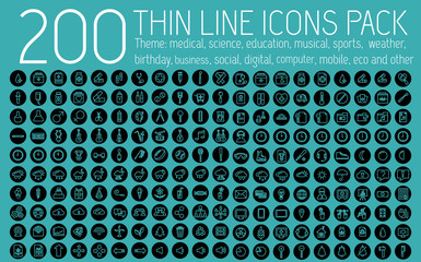 collection thin lines pictogram icon set concept background