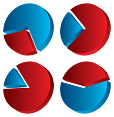 set of 3D pie chart