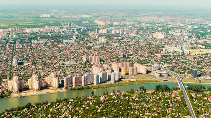 Obraz premium View of the city of Krasnodar from height