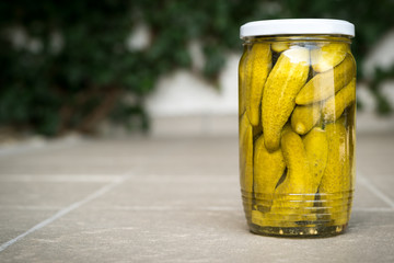Jar of homemade Pickled Gherkins