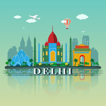 Modern Delhi City Skyline Design. India