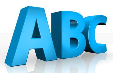 3D abc text on white background