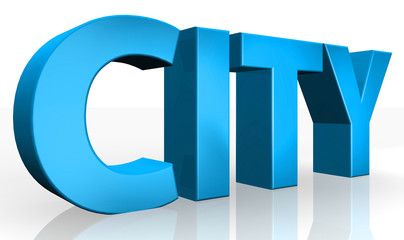3D city text on white background