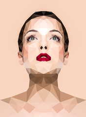 Polygonal image of a woman