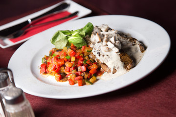 meat with salad