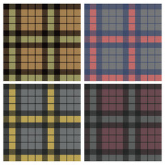 tartan fabric seamless pattern, vector, set