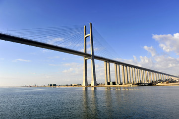 Fototapeta na wymiar The Suez Canal Bridge, also known as the Shohada 25 January Brid