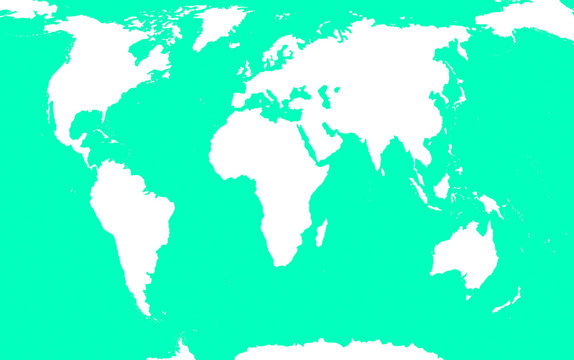 Stylized world map with white continents