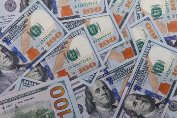 American Dollar notes background including the new blue notes