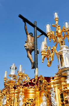 Jesus on the cross, Holy Week in Seville, Andalusia, Spain