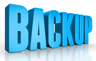 3D backup text on white background
