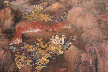 Fototapeta na wymiar Temple of the Emerald Buddha painting