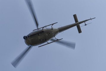Helicopter filming a race