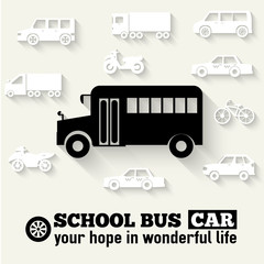 Flat school bus background illustration