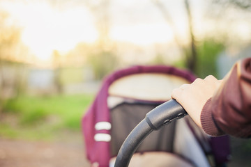 background of baby carriage at outdoor