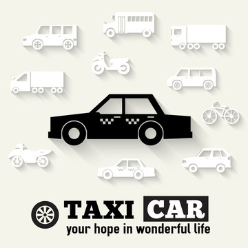 Flat taxi car background illustration concept