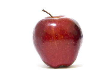 closeup apple fruit with water drop on white background