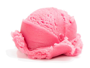 Scoop of strawberry ice cream - obrazy, fototapety, plakaty
