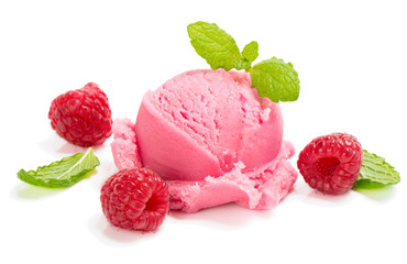 Raspberry  ice cream with berry