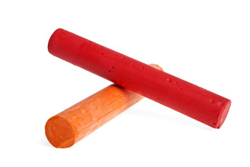 Colorful chalks on a white background