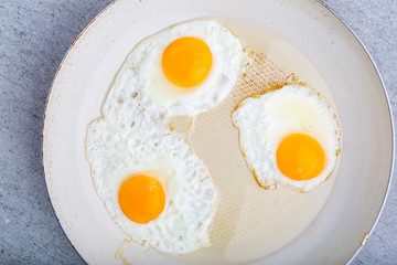 Fried eggs in the pan