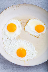 Fried eggs in the pan