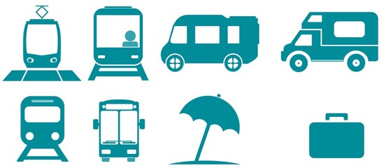 Transports et vacances en 8 icônes