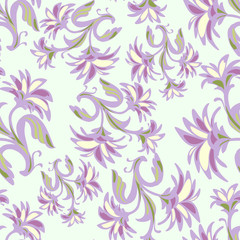 Ornate seamless pattern with abstract flowers.
