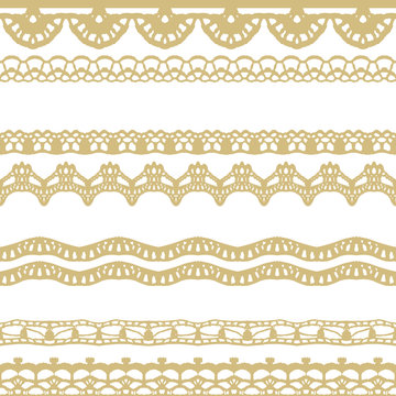 White And Gold Lace Seamless Mesh Pattern.