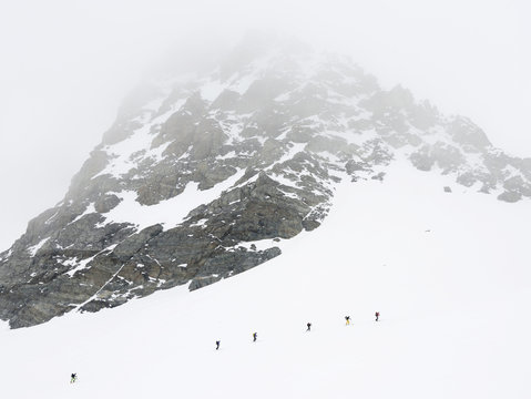 Alpine skiers in Silvretta Gruppe