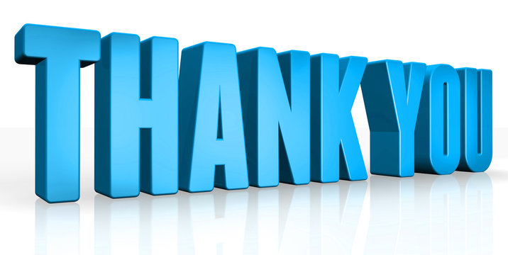 3D thank you text on white background