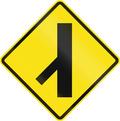 Chilean road warning sign: 45 degree Intersection ahead