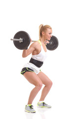 Obraz premium fitness girl liftings weights