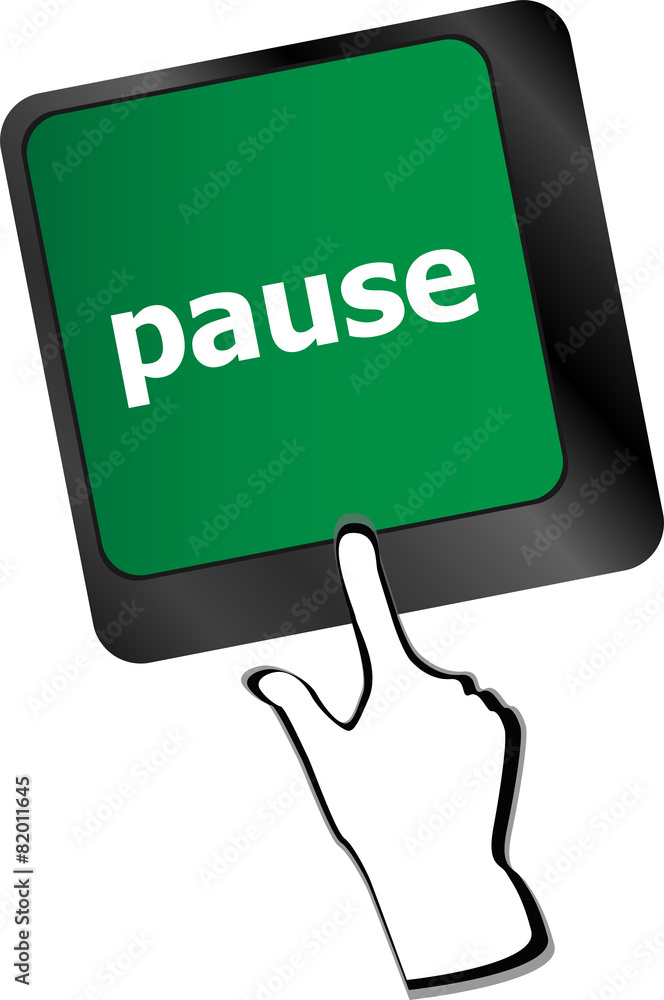 Poster computer keyboard with pause key - business concept vector