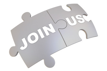 Join us. Inscription on the multicolored puzzles