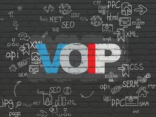 Web development concept: VOIP on wall background