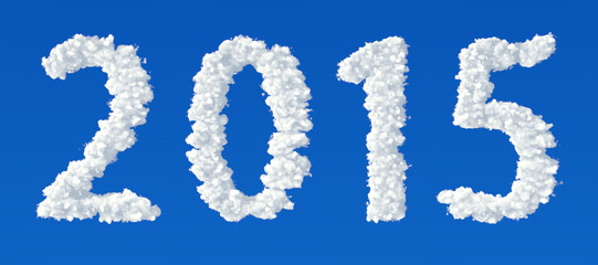 Fototapeta premium Clouds in shape of numbers 2015 on a blue background