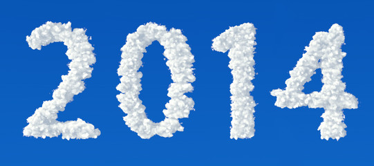 Clouds in shape of numbers 2014 on a blue background