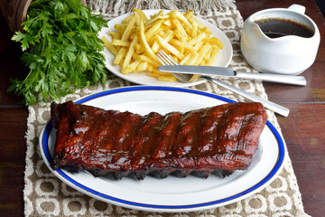 Pork ribs back with french fries