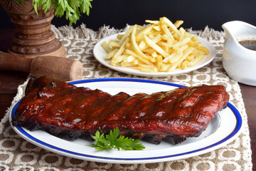 Pork ribs back with french fries