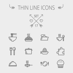 Food thin line icon set