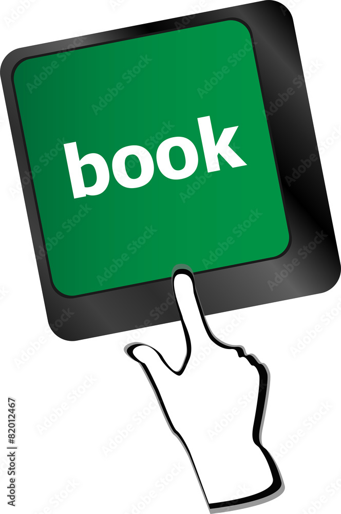 Poster book word on computer keyboard button vector