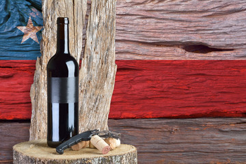 bottle of wine with Chile flag in the background