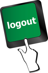 logout word on computer keyboard button   vector