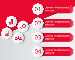 business infographic elements, icons, option, steps label