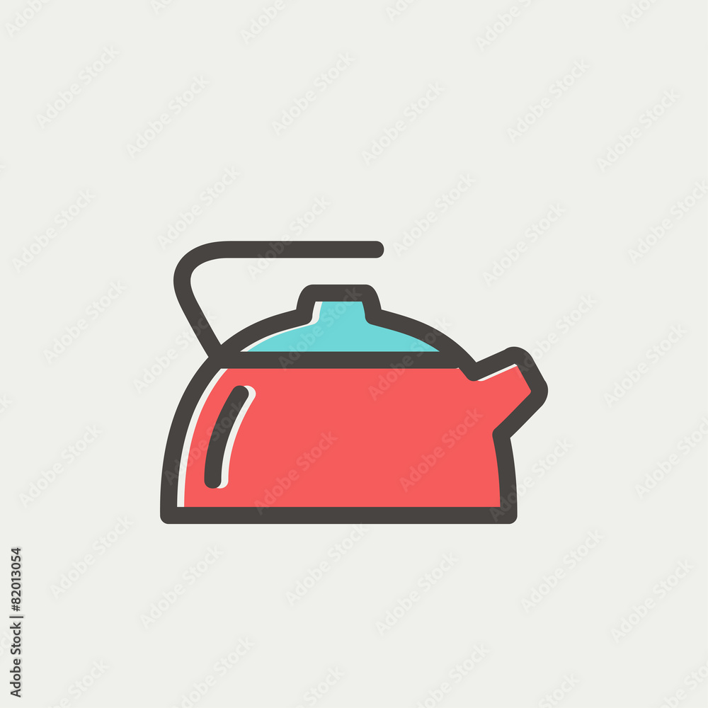 Sticker Kettle thin line icon