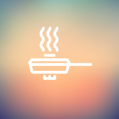 Frying pan with cover thin line icon