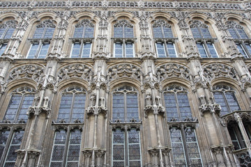 Exterior of the Gothic Ghent Town Hall in Flanders, Belgium, Europe