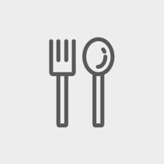 Spoon and fork thin line icon